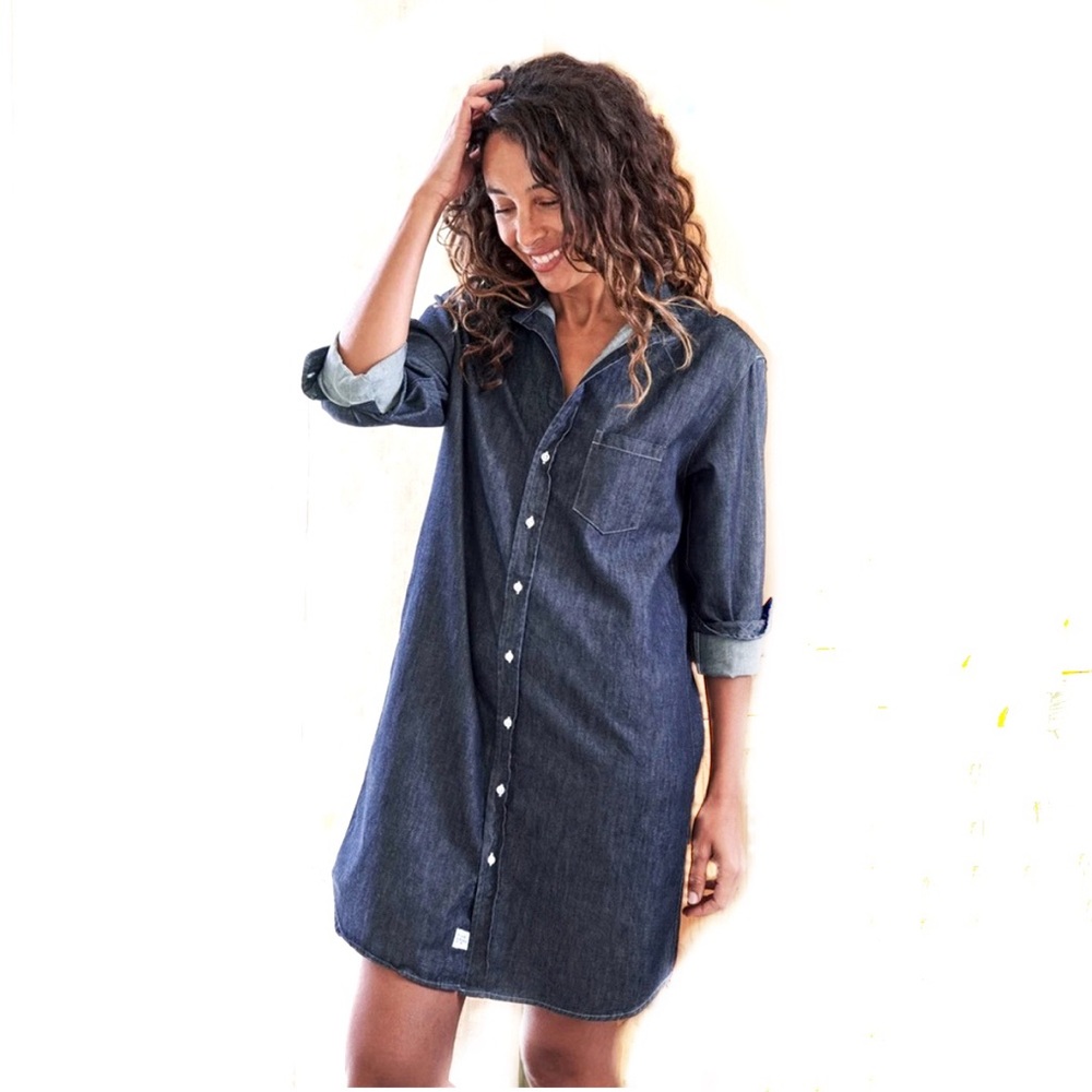 Frank & Eileen Mary dress in raw rinse famous denim